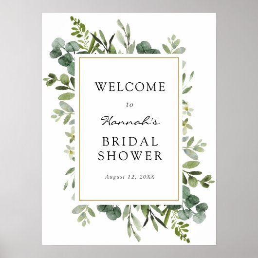 Eucalyptus Bruiloftsfeest Welkomstbord Poster (Voorkant)