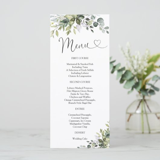Eucalyptus Bruiloftsmenu Menu (Staand voorkant)