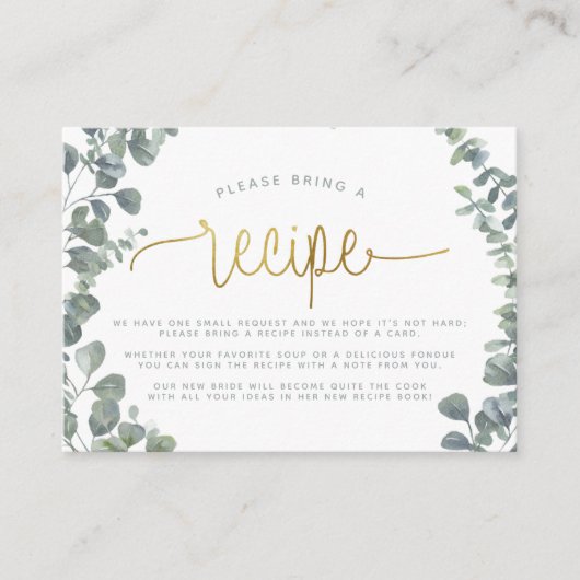 Eucalyptus Bruiloftsreceptie Verzoek Informatiekaartje (Voorkant)