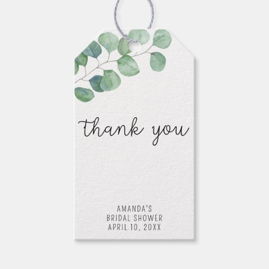 EUCALYPTUS - bruiloftsshower bedankkaartje Cadeaulabel (Voorkant)