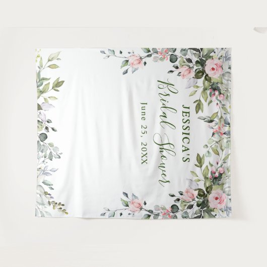 Eucalyptus Bruiloftsshower Chic Fotocabine Achterg Wandkleed (Voorkant (horizontaal))