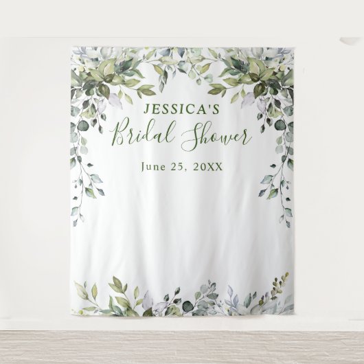 Eucalyptus Bruiloftsshower Chic Fotohokje Achtergr Wandkleed (Voorkant)