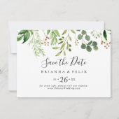 Eucalyptus Bruin Bloemen Horizontale Bruiloft Save The Date (Voorkant)