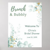 Eucalyptus Brunch & Bubbly Bruidsfeest Verwelkomin Poster (Voorkant)