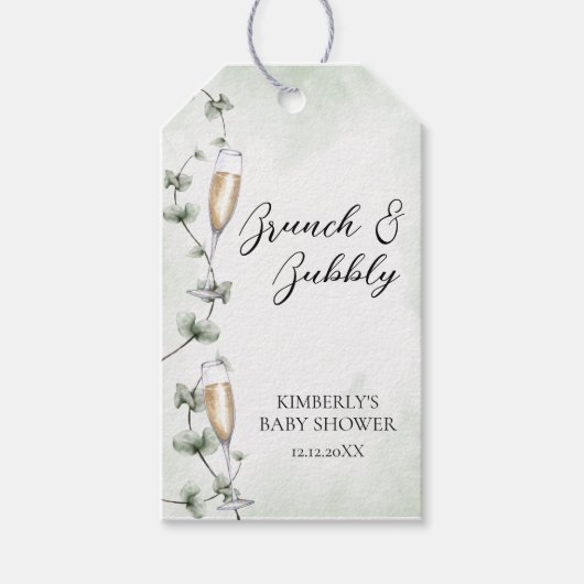 Eucalyptus Brunch Champagne Garden Baby shower Cadeaulabel (Voorkant)