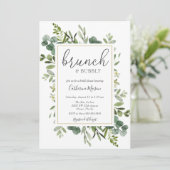 Eucalyptus Brunch en Bruiloftsdouche met bubbels Kaart (Staand voorkant)