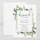 Eucalyptus Brunch en Bruiloftsdouche met bubbels Kaart (Voorkant / Achterkant)