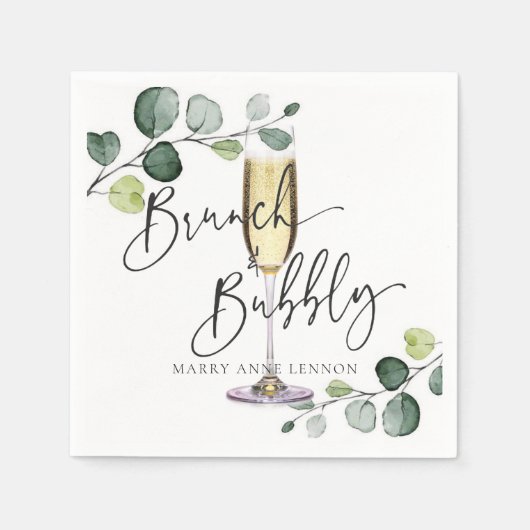 Eucalyptus Brunch en Bubble Napkins Servet (Voorkant)