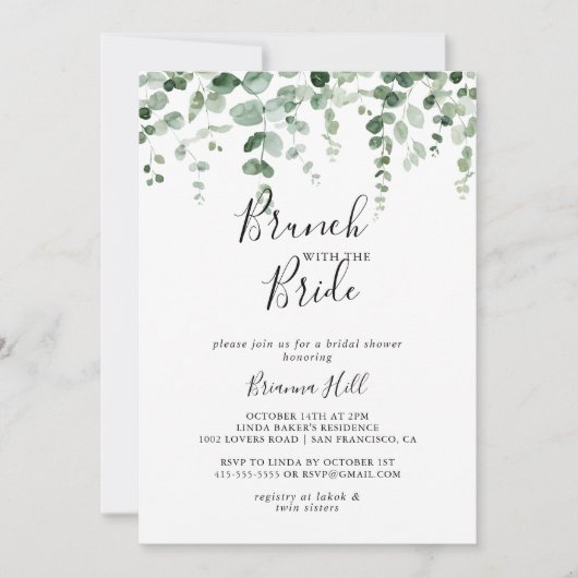 Eucalyptus Brunch met bride Shower Kaart (Voorkant)
