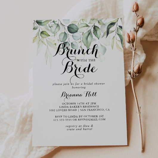 Eucalyptus Brunch met bride Shower Kaart