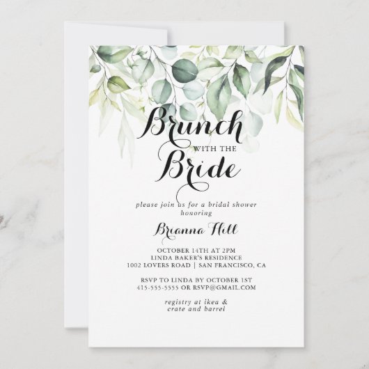 Eucalyptus Brunch met bride Shower Kaart (Voorkant)