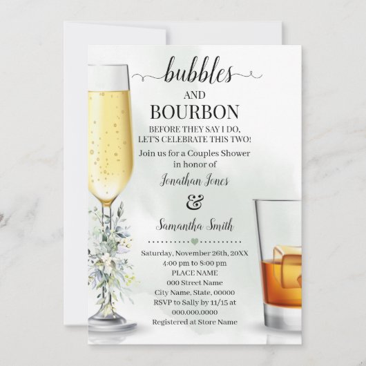 Eucalyptus Bubbels & Bourbon Couples Douche Kaart (Voorkant)