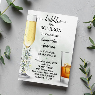 Eucalyptus bubbels en Bourbon volwassenen verjaard Kaart