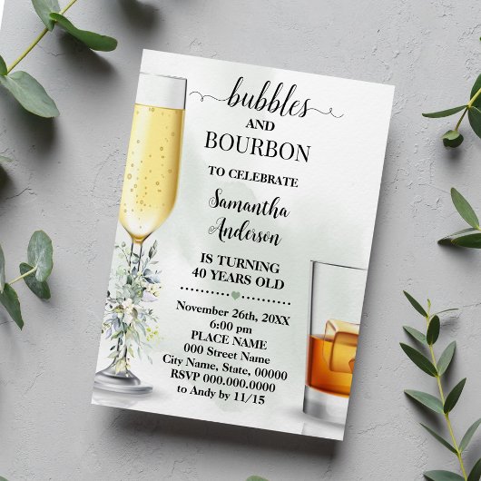 Eucalyptus bubbels en Bourbon volwassenen verjaard Kaart
