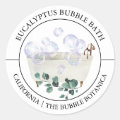 Eucalyptus Bubble Badetiket Ronde Sticker (Voorkant)