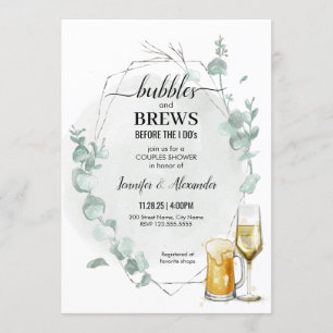 Eucalyptus Bubbles & Brews Showuitnodiging Kaart