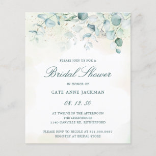 Eucalyptus Budget Bridal Shower Flyer
