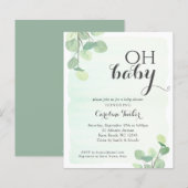 Eucalyptus Budget OH Baby shower Uitnodiging (Voorkant / Achterkant)