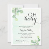 Eucalyptus Budget OH Baby shower Uitnodiging (Voorkant)