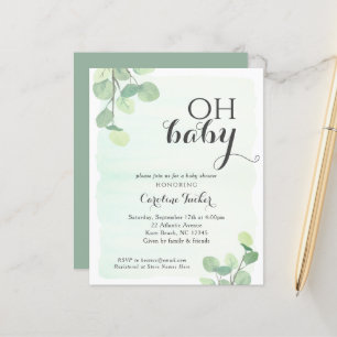 Eucalyptus Budget OH Baby shower Uitnodiging