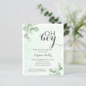 Eucalyptus Budget OH BOY Shower Invitation (Staand voorkant)