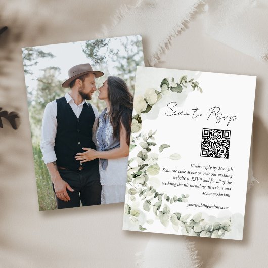 Eucalyptus Budget QR Code RSVP Informatiekaartje