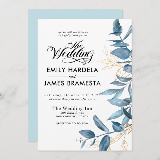 Eucalyptus budget Waterverf Grenery Weddenschap Kaart (Voorkant / Achterkant)