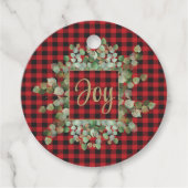 Eucalyptus Buffalo Check Zwart Rood Goud Glitter Bedankjes Labels (Voorkant)