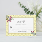 Eucalyptus Burgundy Berry Greenery Wedding RSVP Kaartje (Staand voorkant)