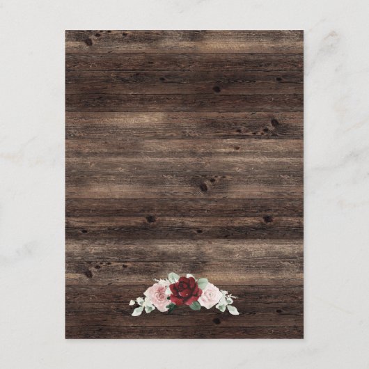 Eucalyptus & Burgundy Rustic Wedding Informatiekaartje (Achterkant)