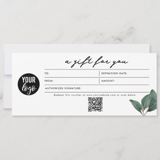 Eucalyptus Cadeaubonnen Bedrijven QR Code (Voorkant)