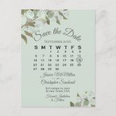 Eucalyptus Calendar Mint Wedding Save the Date Aankondigingskaart (Voorkant)