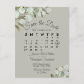 Eucalyptus Calendar Sage Weddenschap Save the Date Aankondigingskaart (Voorkant)