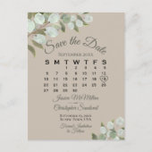 Eucalyptus Calendar Taupe Wedding Save the Date Aankondigingskaart (Voorkant)