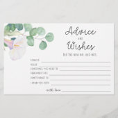 Eucalyptus/calla - advies en wensen bruidsfeest briefpapier (Voorkant)