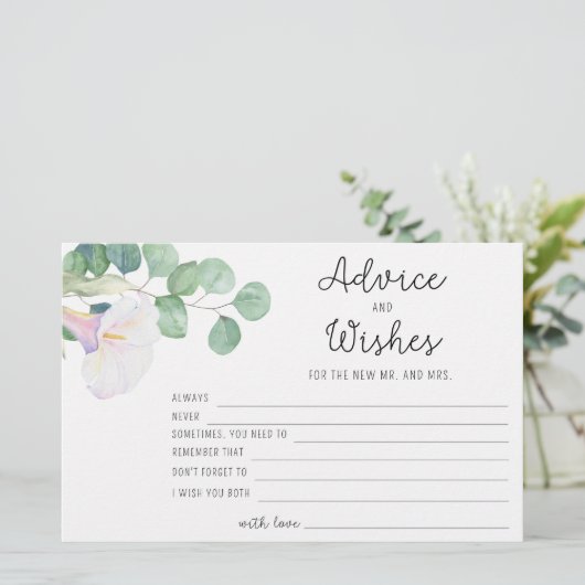 Eucalyptus/calla - advies en wensen vrijgezellenfe briefpapier (Staand voorkant)