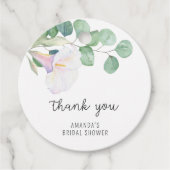 Eucalyptus - calla - bruiloftsshower bedankje bedankjes labels (Voorkant)