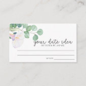 Eucalyptus, calla - Uitgaansideeën voor een avond  Informatiekaartje (Voorkant)