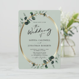 Eucalyptus Calligrafie Alles in één Salie Bruiloft Kaart