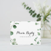 Eucalyptus Calligrafie Menu Keuze RSVP Briefkaart (Staand voorkant)