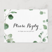Eucalyptus Calligrafie Menu Keuze RSVP Briefkaart (Voorkant)