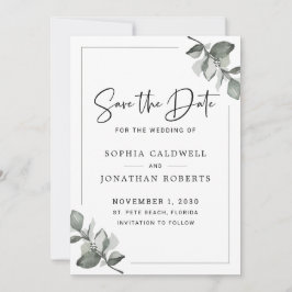 Eucalyptus Calligrafie Minimalistische Botanische  Save The Date