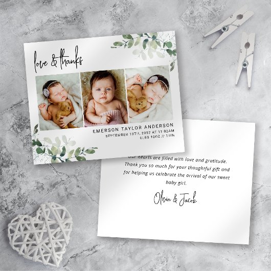 Eucalyptus Calligrafie Nieuwe baby Dank je wel