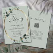 Eucalyptus Calligrafie QR Code RSVP Sage Weddensch Kaart