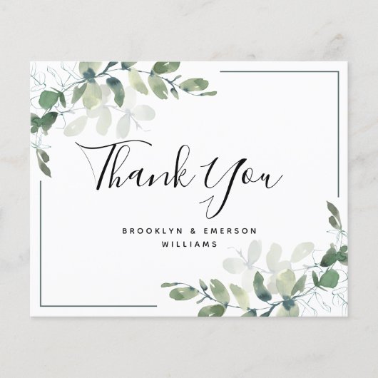 Eucalyptus Calligrafie Trouwbedankkaart (Voorkant)