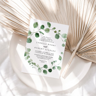 Eucalyptus Calligraphy Diamond Wedding Kaart