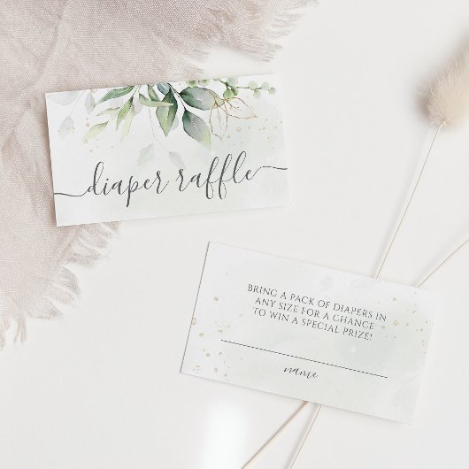 Eucalyptus Calligraphy Diaper Raffle Ticket Informatiekaartje
