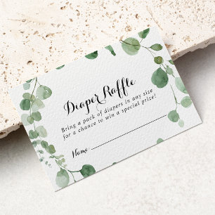 Eucalyptus Calligraphy Diaper Raffle Ticket Informatiekaartje