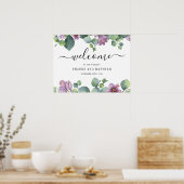 Eucalyptus Calligraphy Floral Welcome Weduwen Sign Poster (Keuken)
