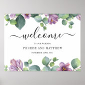 Eucalyptus Calligraphy Floral Welcome Weduwen Sign Poster (Voorkant)